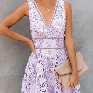 VICI Elegant Lavender Lace Dress